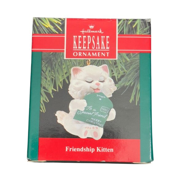 Hallmark Keepsake Ornament Friendship Kitten 1990 Christmas Collectible - Picture 6 of 7